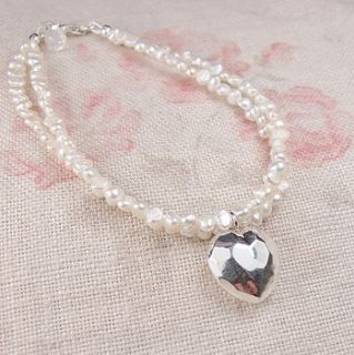 heart and two strand pearl bracelet by sophie cunliffe