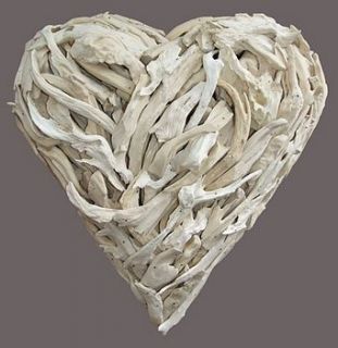 bleached driftwood heart by karen miller @ devon driftwood designs