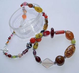 bright multi coloured chunky necklace by jre collection