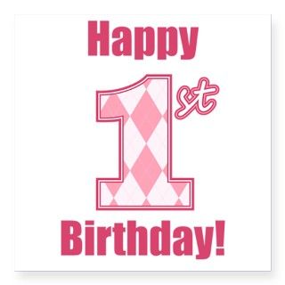 Happy 1st Birthday   Pink Argyle Sticker by MightyBaby