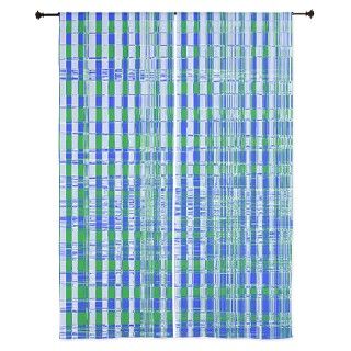 Blue Green Distressed Plaid Pattern rCurtains by BrightVibesDesign
