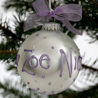personalised hand painted christmas bauble by the letteroom