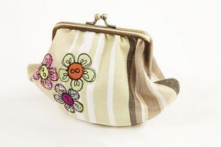 embroidered flower metal frame purse by lizzie searle