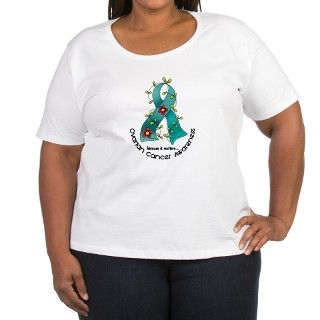 Flower Ribbon OVARIAN CANCER T Shirt by awarenessgifts