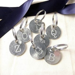 personalised initial pewter disc keyring by multiply design