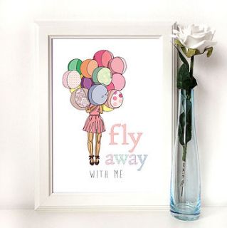 'fly away with me' illustration print by emily parkes art