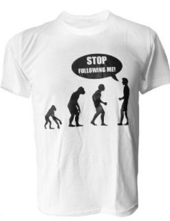 SODAtees Men's Human Evolution Stop following me T Shirt Clothing