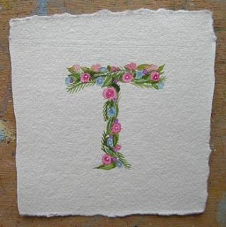 floral initial painting by love lucy illustration