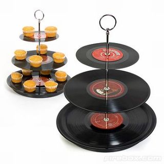 three tier vinyl record cake stand by vinyl village