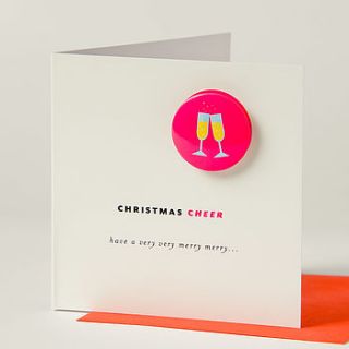 christmas cheer card with badge by think bubble