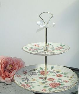 foley chinese rose cake stand by teacup candles