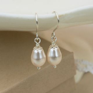 simple ivory pearl drop earrings by jewellery made by me