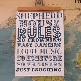 house family rules personalised wall art by that lovely shop