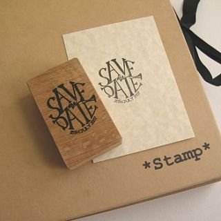 personalised circular save the date stamp by serious stamp