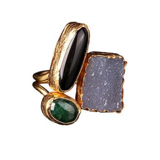 jeylan black onyx emerald and druzy ring by sultanesque