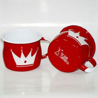 red enamel crown design cups by the glam camping company
