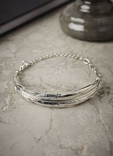 silver leaf bracelet by lime lace