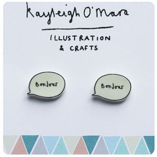 'bonjour' speech bubble earrings by kayleigh o'mara