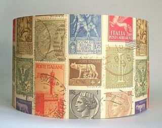 italian stamps lampshade by rosie's vintage lampshades