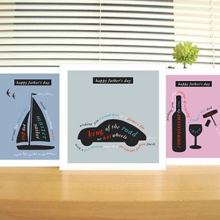 personalised father's day boat, car and wine cards by designed