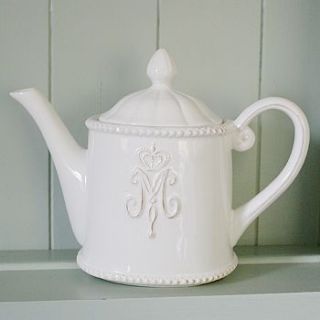 ceramic monogram teapot by the chic country home