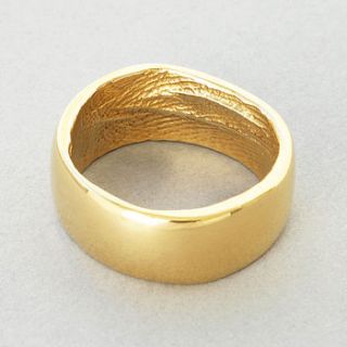 yellow gold bespoke fingerprint ring by patrick laing