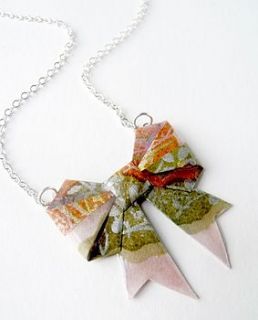 sandstone washi paper origami bow necklace by matin lapin