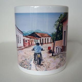 cuban scene motorbike ceramic mug by smart deco