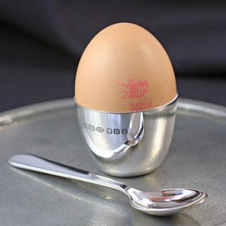 personalised solid silver egg cup by hersey silversmiths