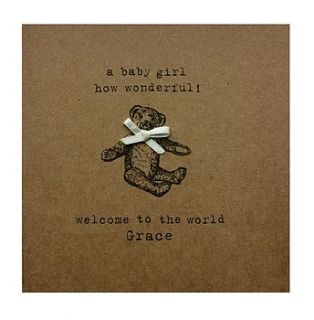 personalised new baby card by betsy jarvis