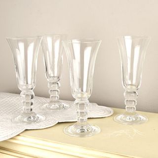 set of four pearl champagne flutes by dibor