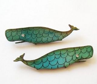 blue painted whale brooch by matin lapin