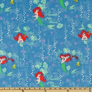 43'' Wide Disney Flannel Little Mermaid Blue Fabric By The Yard
