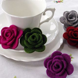 wool felt rose brooch by donna smith designs