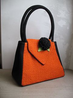 grace handbag orange and black italian wool by hope and benson