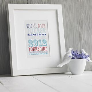 personalised wedding details print by modo creative