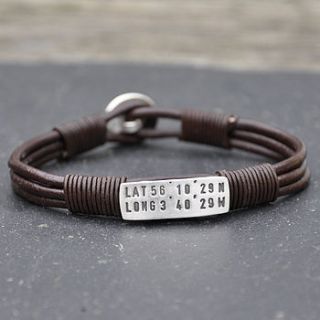 personalised silver location bracelet by sally clay
