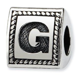 Reflection Beads Sterling Silver Reflections Letter G Triangle Block Bead Bead Charms Jewelry