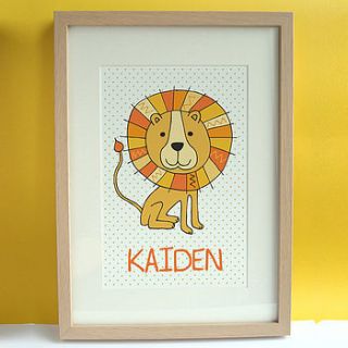 personalised baby lion print by sarah catherine designs