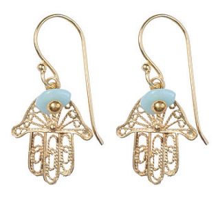 fatima hamsa hand earrings with ite by mirabelle