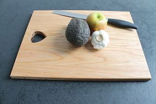 oak chopping board with heart detail by tumble home