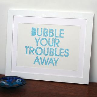 bubble your troubles away bathroom print by hannah lloyd