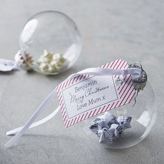 personalised origami star glass bauble by button box cards