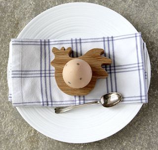 oak hen wooden oak egg cup / napkin ring by hop & peck