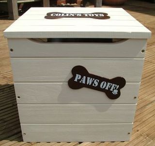 dog toy box with lid by crafty pup
