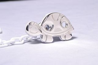 tortoise silver dummy clip baby gift by silver dummy clips