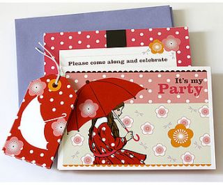 polka dot girl party invitation set of 10 by jane loves