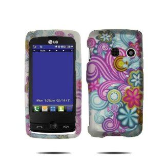 Rubber Feel 3D Multi Color Tattoo Flower Design Hard Cover Faceplate, (Snap on Protector Case) For LG LN510 Rumor Touch, LG LN510 Banter Touch ( Metropcs & Sprint) Plus Live My Life Wristband  Other Products  