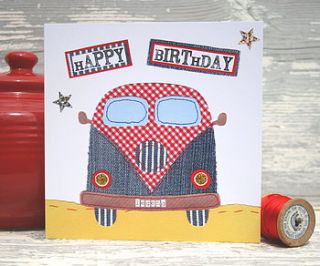 'happy birthday' campervan greeting card by the writing bureau