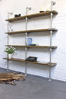 reclaimed wood and steel pipe urban shelving by inspirit